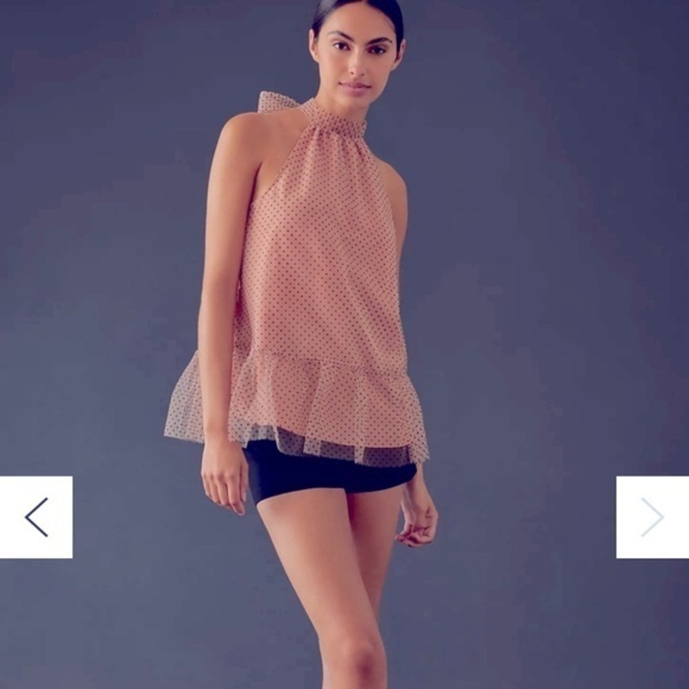 HOST PICK 🌟 NWOT Maeve by Anthropologie Flocked Pin Dot Halter Top Sma…